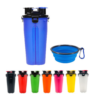 Bộ bảo vệ chai đựng thức ăn và nước cho chó 350ml với bát di động có thể thu gọn